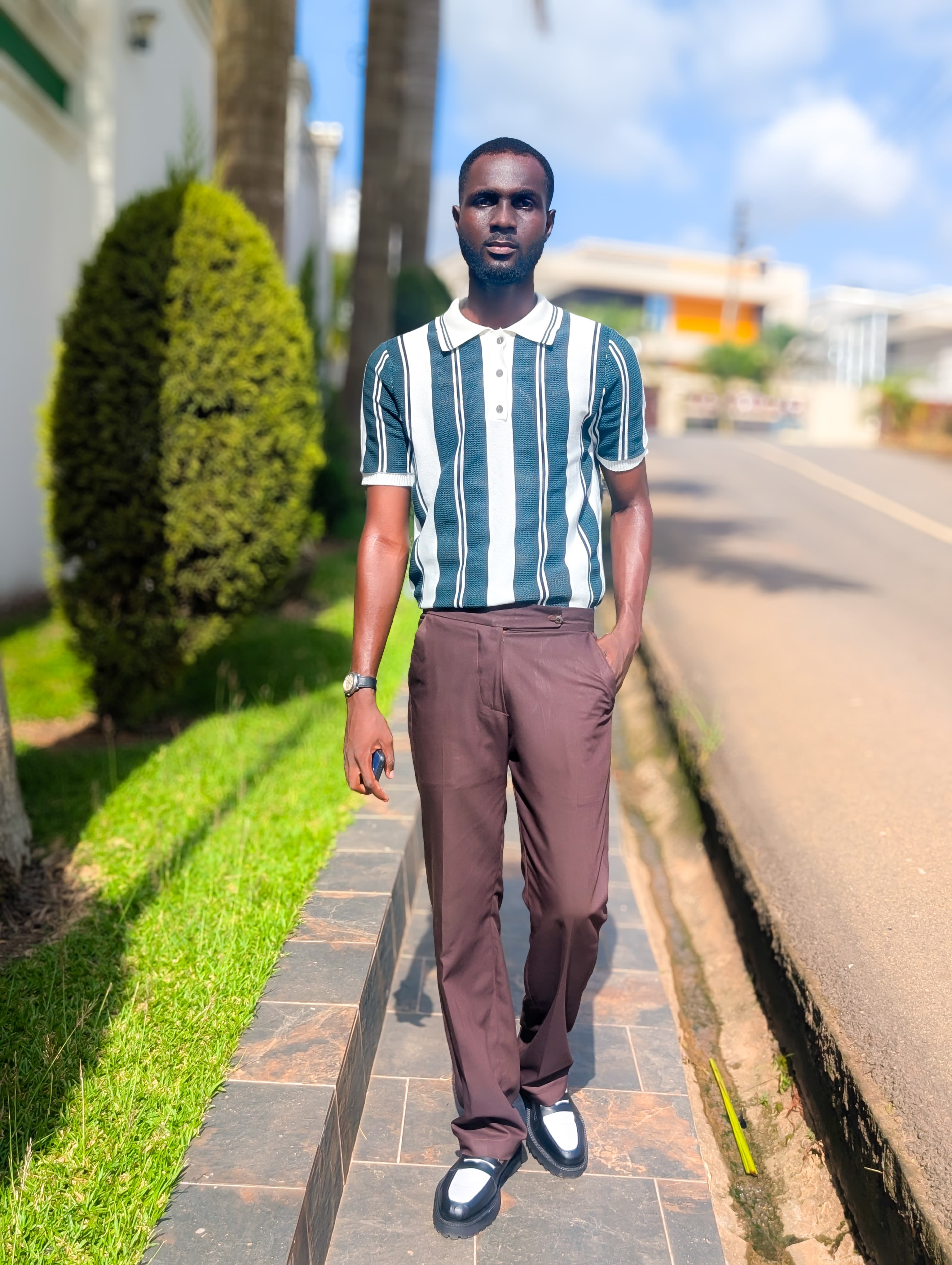 Stripe knitted polo 